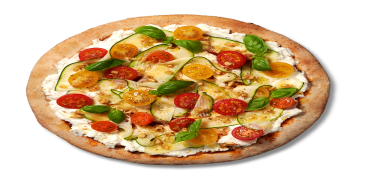 Più o meno, pizza bianca con zucchine e pomodorini